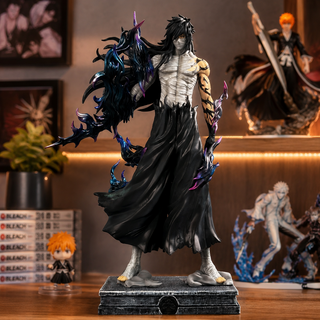 Bleach Ichigo Kurosaki Mugetsu figure on a collector display shelf