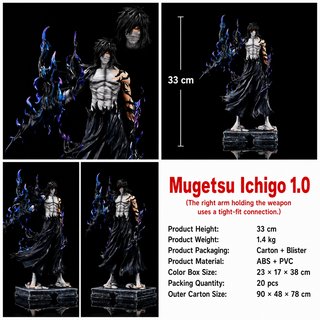 Bleach Ichigo Kurosaki Mugetsu figure specifications: 33 cm, 1.4 kg, ABS and PVC