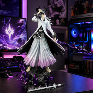 Hollow Ichigo Horned Form collectible figure in a purple gaming room setup