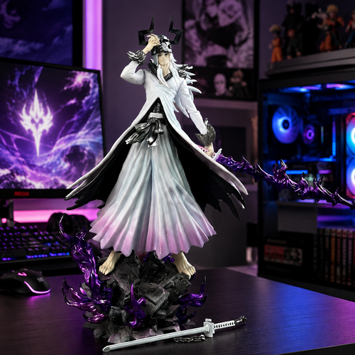 Hollow Ichigo Horned Form collectible figure in a purple gaming room setup