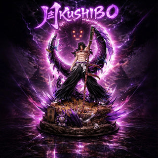 Kokushibo Upper Moon One collectible figure with purple moon effects on a dramatic fantasy background